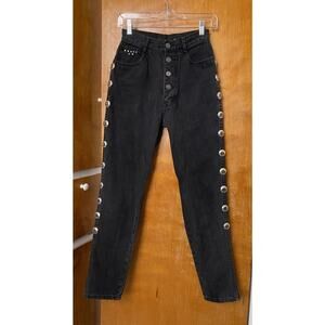Vintage Rio Jeans Black Concho studded 90s High Rise Western Rodeo sz 7 25” w